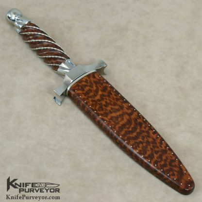 W.C. Johnson Custom Knives Fluted Snakewood & Damascus Dagger - Image 4