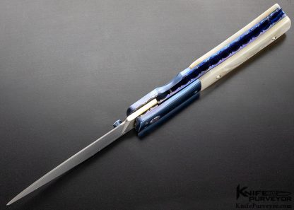 Bill King Custom Knife Blued Titanium and Mother of Pearl Linerlock - Image 7