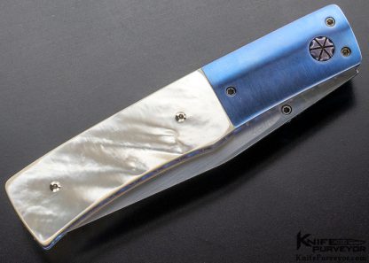 Bill King Custom Knife Blued Titanium and Mother of Pearl Linerlock - Image 3