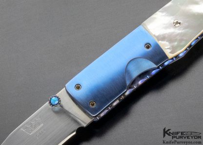 Bill King Custom Knife Blued Titanium and Mother of Pearl Linerlock - Image 2