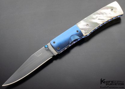 Bill King Custom Knife Blued Titanium and Mother of Pearl Linerlock 9288 Open