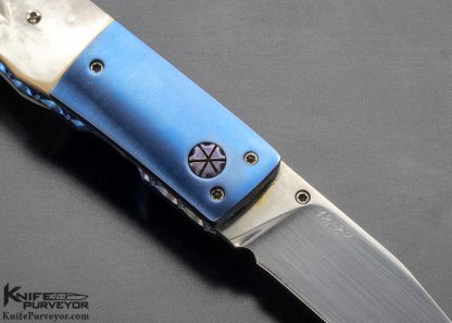Bill King Custom Knife Blued Titanium and Mother of Pearl Linerlock - Image 5
