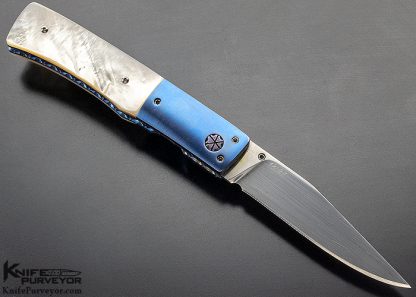 Bill King Custom Knife Blued Titanium and Mother of Pearl Linerlock - Image 4
