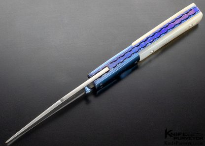 Bill King Custom Knife Blued Titanium and Mother of Pearl Linerlock - Image 6