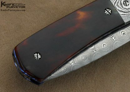 Bill McHenry Custom Knife Exotic Material & Damascus "Signs of Spring" Auto Linerlock - Image 5