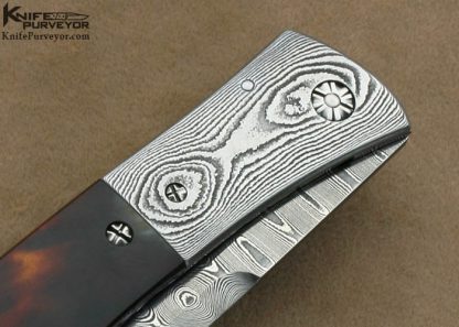 Bill McHenry Custom Knife Exotic Material & Damascus "Signs of Spring" Auto Linerlock - Image 6
