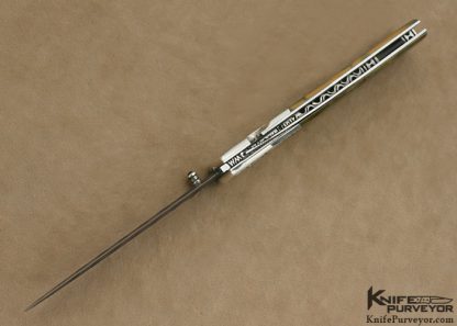 Bill McHenry Custom Knife Sole Authorship Engraved Silver, Damascus & Mammoth Ivory Linerlock Dagger - Image 7