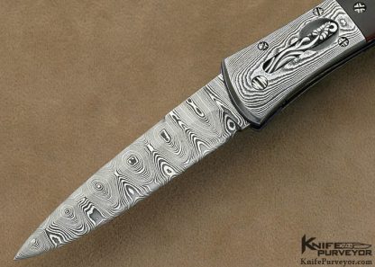 Bill McHenry Custom Knife Exotic Material & Damascus "Signs of Spring" Auto Linerlock - Image 2