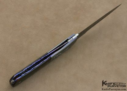Bill McHenry Custom Knife Exotic Material & Damascus "Signs of Spring" Auto Linerlock - Image 9