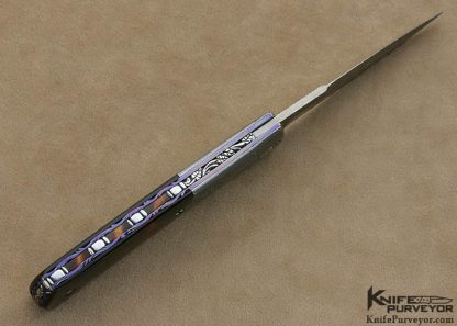 Bill McHenry Custom Knife Exotic Material & Damascus "Signs of Spring" Auto Linerlock - Image 7