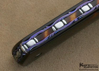 Bill McHenry Custom Knife Exotic Material & Damascus "Signs of Spring" Auto Linerlock - Image 8