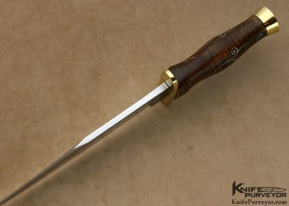 Bill Moran Custom Knife Mastersmith Hand Forged Blade with Spanish Notch and Tiger Striped Maple with Fine Silver Wire Inlay - Image 4