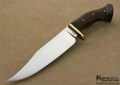 Bill Moran Custom Knife Silver Wire Inlaid Hand Checkered Walnut Bowie Deluxe