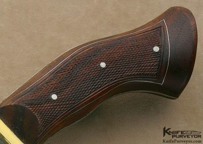 Bill Moran Custom Knife Silver Wire Inlaid Hand Checkered Walnut Bowie Deluxe - Image 3