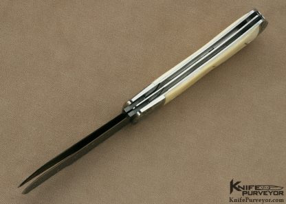 Bill Ruple Custom Knife Ladder Pattern Damascus and Chris Marks Damascus, 2 Blade Trapper Slipjoint - Image 5