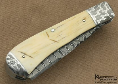 Bill Ruple Custom Knife Ladder Pattern Damascus and Chris Marks Damascus, 2 Blade Trapper Slipjoint - Image 3