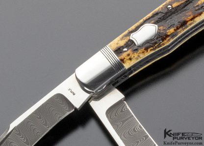 Bill Ruple Custom Knife 2 Blade Trapper Outer Mammoth Bark Slip Joint - Image 2