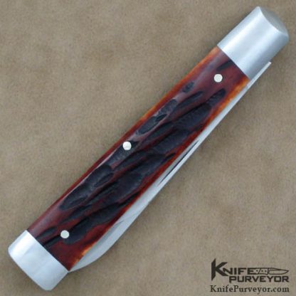 Bill Ruple Custom Knife Amber Jigged Bone Doctor's Knife - Image 3