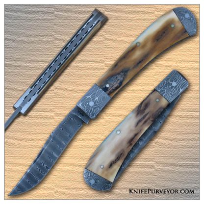 Bill Ruple's Custom Knife: Slipjoint with Devin Thomas Stainless Steel Damascus Bolsters and Blade