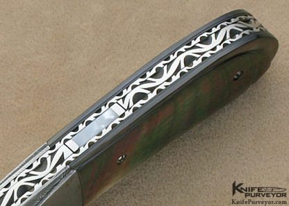 Bill Saindon Custom Knife Blacklip Tahitian Pearl Shell & Damascus Linerlock - Image 6