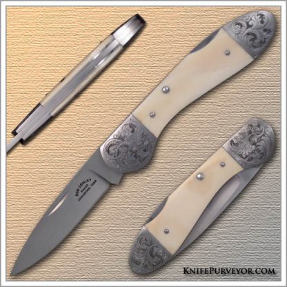 Bob Conley's Custom Knife: Sole Authorship Engraved Hippo Ivory Lockback