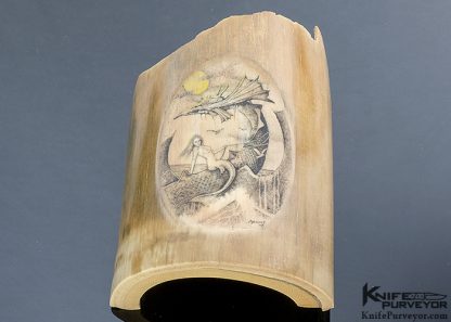 Bob Hergert Custom Art Mastodon Scrimshaw with Dragon and Mermaid - Image 2