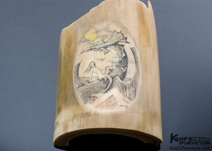 Bob Hergert Custom Art Mastodon Scrimshaw with Dragon and Mermaid