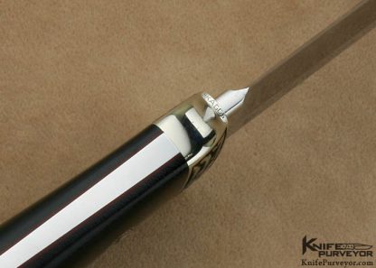 Bob Loveless Custom Knife Ron Skaggs Engraved Early Riverside Small Nude Logo Chute with Black Canvas Micarta, Nickel Silver Guard and Aluminum Thong Hole - Image 6