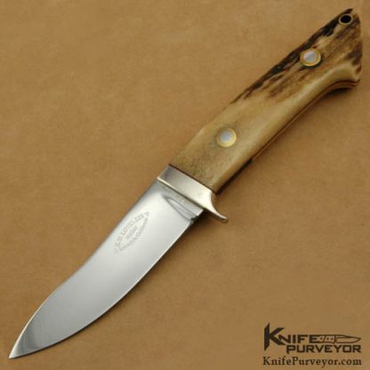 Bob Loveless Custom Knife Lawndale Brass Wrapped Stag Crooked Skinner