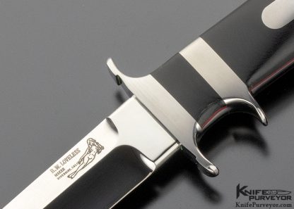 Bob Loveless Custom Knife Double Nude Logo Black Micarta "Mini Bear" with Double Escutcheons - Image 2
