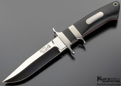 Bob Loveless Custom Knife Double Nude Logo Black Micarta "Mini Bear" with Double Escutcheons