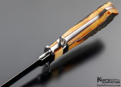 Bob Loveless Custom Knife Double Nude Logo Amber Stag "Junior Bear" Subhilt Fighter with Hand Signed Sheath - Image 6