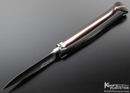 Bob Loveless Custom Knife Double Nude Logo Micarta Drop Point Hunter with Double Escutcheons with Hand Signed Leather Sheath - Image 6