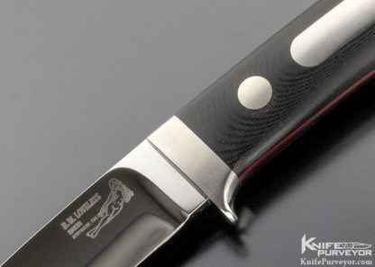 Bob Loveless Custom Knife Double Nude Logo Micarta Drop Point Hunter with Double Escutcheons with Hand Signed Leather Sheath - Image 2