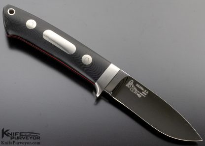 Bob Loveless Custom Knife Double Nude Logo Micarta Drop Point Hunter with Double Escutcheons with Hand Signed Leather Sheath - Image 3