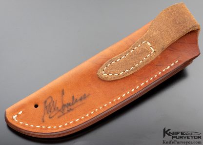 Bob Loveless Custom Knife Double Nude Logo Micarta Drop Point Hunter with Double Escutcheons with Hand Signed Leather Sheath - Image 8