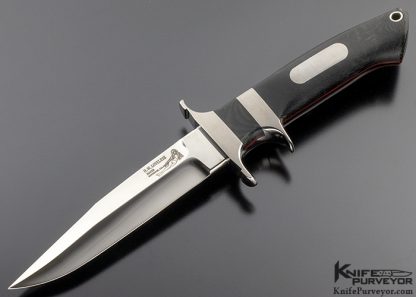 Bob Loveless Custom Knife Double Nude Logo Black Micarta "Baby Bear" with Double Escutcheons