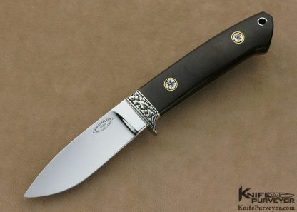 Bob Loveless Custom Knife Ron Skaggs Engraved Green Canvas Micarta Drop Point Hunter