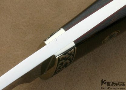 Bob Loveless Custom Knife Ron Skaggs Engraved Green Canvas Micarta Drop Point Hunter - Image 7