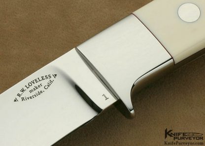 Bob Loveless Custom Knives #1  Drop Point Hunter with Extended Bolster Featured in Luigi Peppini's "R.W. Loveless" Collection Book - Image 2
