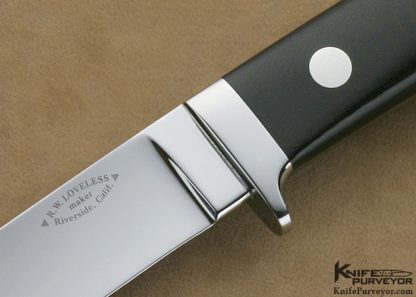Bob Loveless Custom Knife Riverside Football Logo Utility Hunter with Rare Black / Green Swirl Micarta - Image 2