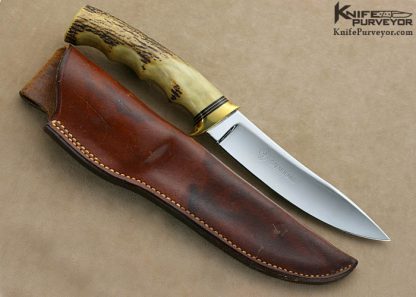 Bob Loveless Custom Knife 1967 Safariland Logo Stamped Loveless Parke Finger Groove Hidden Tang Stag "Banana Skinner" - Image 5