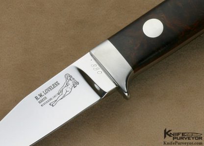 Bob Loveless Custom Knife Nude Logo Desert Ironwood 3/4 Size Utility Knife Made For the 1992 Paris, France Custom Knife Show - Image 2