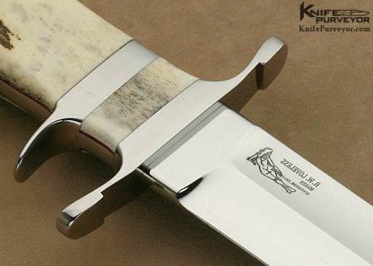 Bob Loveless Custom Knife R.W.L. Marked Double Nude Logo Hidden Pin Stag "Big Bear" Fighter - Image 5