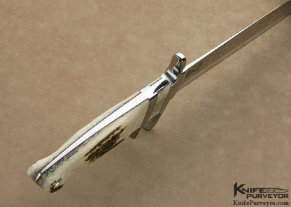 Bob Loveless Custom Knife R.W.L. Marked Double Nude Logo Hidden Pin Stag "Big Bear" Fighter - Image 6