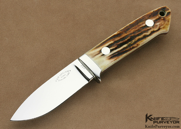 Bob Loveless Custom Knife Early Riverside Deep Belly Stag Drop Point Hunter