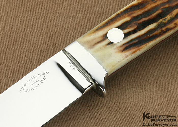 Bob Loveless Custom Knife Early Riverside Deep Belly Stag Drop Point Hunter - Image 2