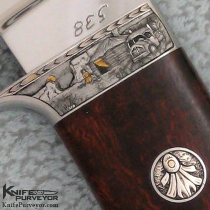 Bob Loveless Custom Knife Double Nude Logo Desert Ironwood Drop Point Hunter Engraved by Dan Wilkerson - Image 2