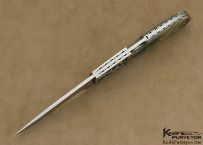 Robert Merz Custom Knife Engraved Abalone Midlock - Image 4