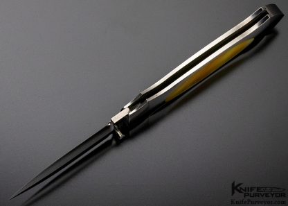 Robert Sidelinger Custom Knife Gold Lip Pearl Interframe Lockback Dagger - Image 7